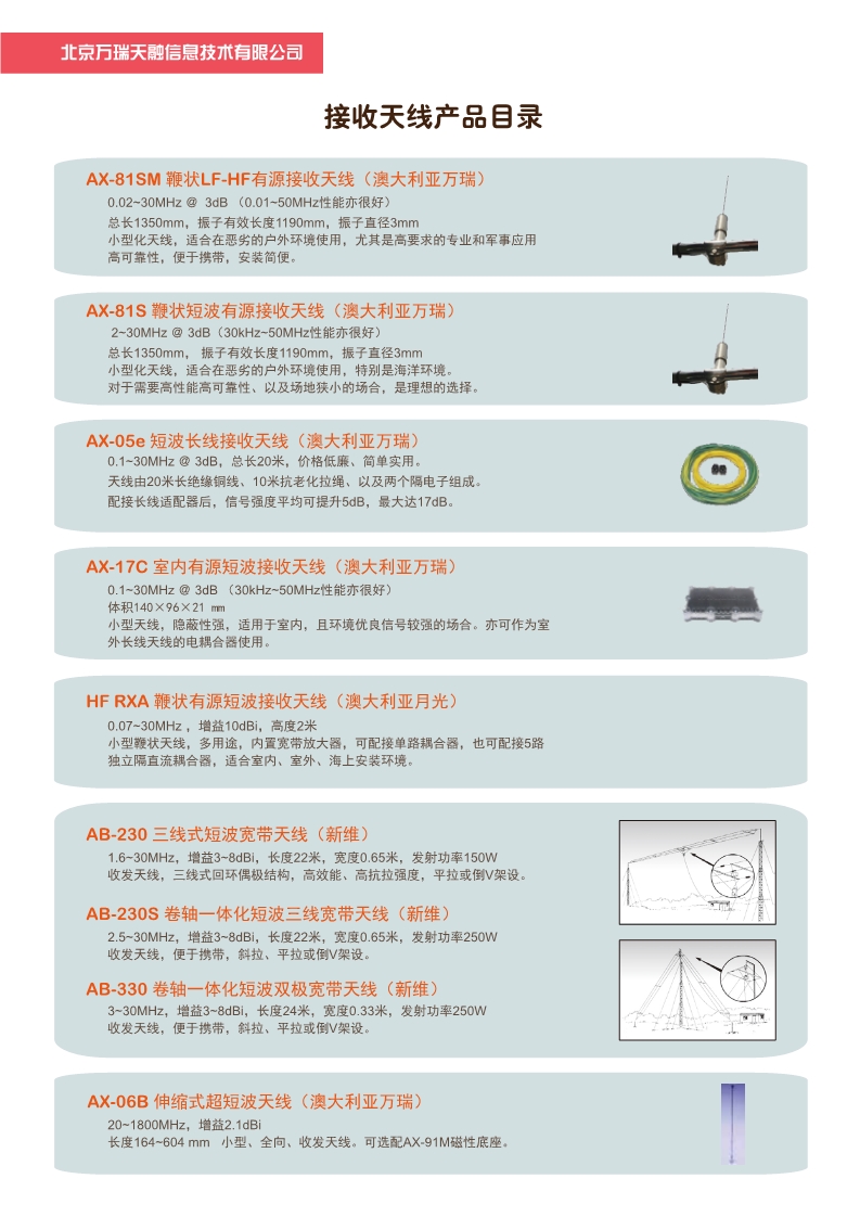 接收天線產(chǎn)品目錄